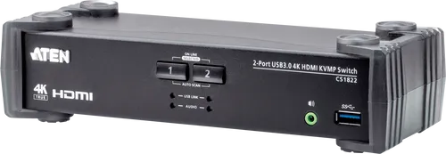 ATEN CS1822 - 2-Port KVM Switch, USB, HDMI, Audio - KVM-Umschalter für 2 Computer, bietet 4K Videoqualität bei 60 Hz und unterstützt Audio Mixing für nahtloses Multitasking. Ideal für Grafikdesign und Video-Postproduktion.