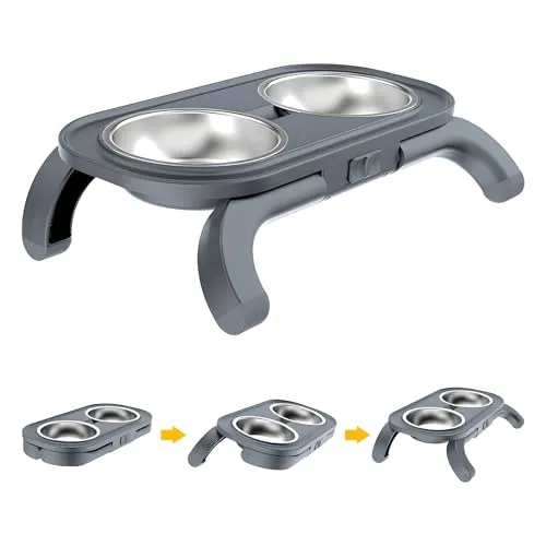 Carehabi Katzennapf Erhöht, Hundenapf Erhöht, gekippter Futternapf Katze, mit rutschfesten Fußpads, Fressnapf und Wassernapf-Set, verhindert das Verschütten von Futter für Katzen und Hunde