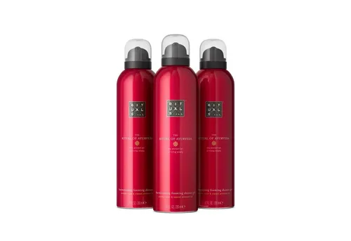 The Ritual of Ayurveda Shower Foam Value Pack - 3 x 200 ml Duschschaum, revitalisierend mit indischer Rose und Süßmandelöl für Körper, Geist und Seele