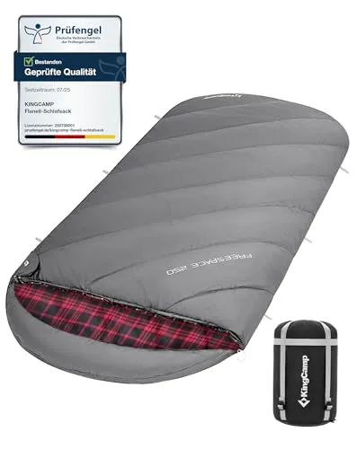 KingCamp Schlafsack,Schlafsack Winter, 4 Jahreszeiten Deckenschlafsacke Übergröße Baumwoll Flanell für Erwachsene Outdoor und Camping, Warm leicht,drinnen und draußen, (Grau)