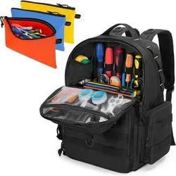 Werkzeugrucksack Herren mit Organizer-Tasche, Schwarz, 31,2 x 16 x 40,1 cm
