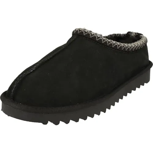Piece of Mind 522-571 Damen Komfort Schuhe Hüttenschuhe Hausschuhe Leder Lammfell (Black, EU Schuhgrößensystem, Erwachsene, Damen, Numerisch, M, 38)