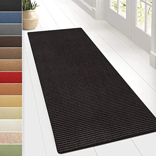 KARAT Sisal Teppich - Teppichläufer 80 cm breit - Naturfaser Läufer - Teppich für Wohnzimmer, Flur, Schlafzimmer - Sisalteppich Sylt (80 x 250 cm, Schwarz)