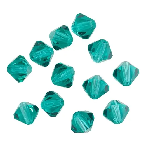 PRACHT Glasschliffglitzerperlen 6 mm 12 Stk Glasperlen für Schmuckherstellung Ganzjährig geeignet Blue Zircon