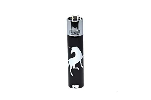 Clipper® Metal Unicorns Feuerzeuge Metal Large inkl. Geschenkbox (Silber)