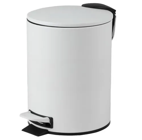 Urban Living 3 Liter Tret-Mülleimer Kosmetikeimer Tretmülleimer mit Absenkautomatik - herausnehmbarer Einsatz mit Henkel (Weiß)