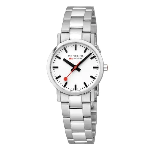 Mondaine A658.30323.11SBJ Damenuhr - SBB Classic 30mm - Armbanduhren mit präzisem Swiss Quarzwerk und kratzfestem Saphirglas. Elegantes Design in Silber für stilbewusste Damen, wasserdicht bis 5 ATM.