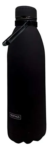 Nerthus FIH 622 Wärmflasche, Edelstahl 18/8, Schwarz, 1500 ml