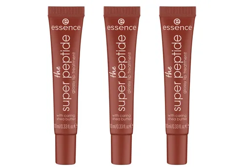 Essence Lipgloss THE SUPER PEPTIDE GLOSSY LIP TREATMENT, 3-tlg., mit milchig glänzender Textur