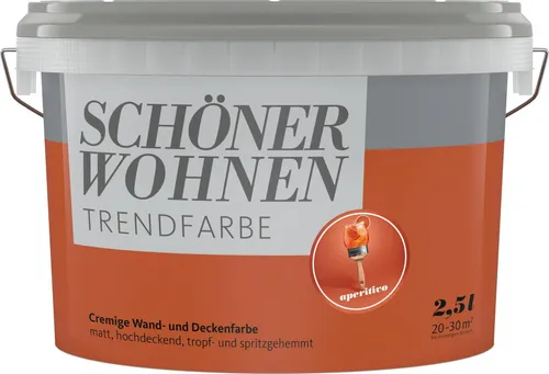SCHÖNER WOHNEN FARBE Wandfarbe SW Trend matt 2,5L aperitivo 2627 - Farben, hochwertige matte Wandfarbe in ansprechendem aperitivo Farbton für eine stilvolle Raumgestaltung.