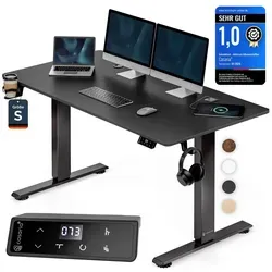 CASARIA® Höhenverstellbarer Schreibtisch mit Wireless Charger – Ergonomisch 120 x 60 cm, Schwarz - Ergonomisches Arbeiten leicht gemacht: Der CASARIA® höhenverstellbare Schreibtisch sorgt für Flexibilität im Büroalltag. Mit Wireless Charger, USB-Anschlüssen und leiser Bedienung ist er ideal für jeden Arbeitsplatz.