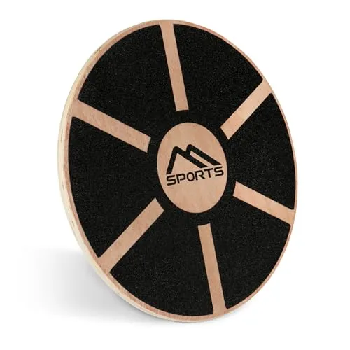 MSPORTS Balance Board aus Holz 39 cm – Inkl. GRATIS Übungsposter & Workout App - Balanceboards für Physiotherapie – Ideal für Rehabilitation, Propriozeptives Training und zur Verbesserung von Gleichgewicht und Koordination. Strapazierfähig und rutschfest für sicheres Training.