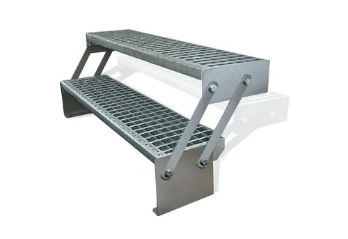 Kaminbau Mierzwa Außentreppe Premium Treppe Verzinkt Höhe Verstellbar, für Geschosshöhen bis 43.00 cm, (Höhe Verstellbar 30-43 cm), Gartentreppe Stahltreppe Wetterfest Rostfrei Feuer-Verzinkt Rutschfest