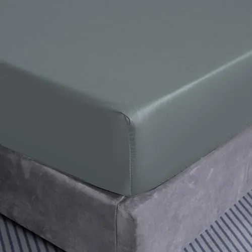 Cotton Market Spannbettlaken mit Gummi 160x200 cm - Robust Bettlaken aus Baumwolle - Einfarbig Spannbetttuch Standardgröße - Thermoregulierung Bettlaken - Grau