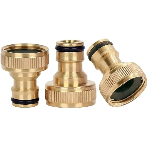 Ventile & Verbindungen 3 Set Messing Adapter Anschluss 3/4 Zoll Schlauchanschluss Garten Kupplung Schlauch (Innengewinde 3/4 Zoll) Gartenschlauch Wasserhahn-Anschluss (3/4