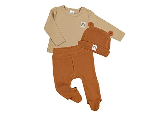 Clinotest Erstausstattungspaket 3tlg Set Baby - Bärchen-Mütze, Langarm-Shirt und Hose - Erstausstattungspakete für Babys, aus 100% Baumwolle für höchsten Tragekomfort und Pflegeleicht bei 60°C.