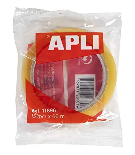 APLI 11896 Klebeband, transparent, 15 mm x 66 m
