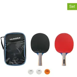 Hudora Tischtennis Set - Tischtennis Set mit praktischer Tragetasche, 3 hochwertigen Bällen (2 Sterne) und 2 Schlägern, ideal für Anfänger und Fortgeschrittene.