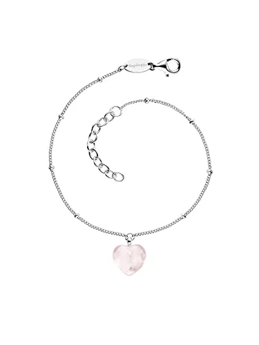 Engelsrufer Damen-Armband mit Herz-Anhänger - Armband für Damen aus Sterling-Silber mit geschliffenem Rosenquarz, der als