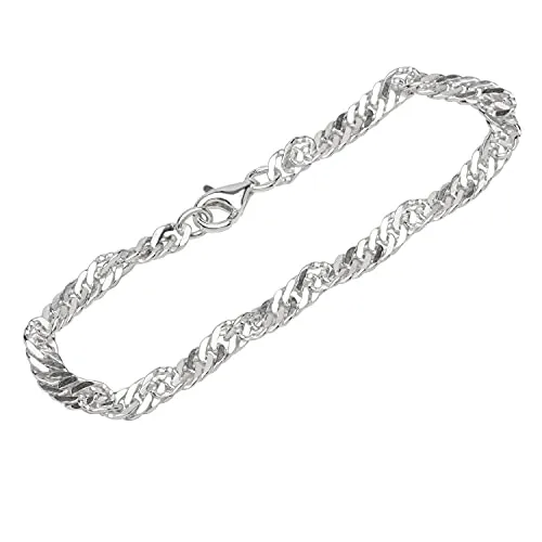NKlaus Armband 925 Sterling Silber 19cm Doppel Panzerkette gedreht Herren Armkette fein 12640