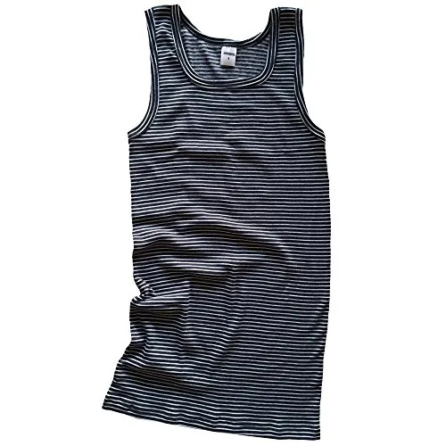 HERMKO 3602605 Herren Tank Top innen angeraut, Größe:D 4 = EU S, Farbe:Marine Ringel