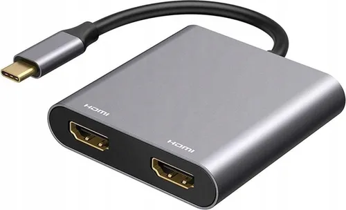 USB-C Hub mit 2x 4K HDMI Adapter für MacBook und Windows - Laptop-Dockingstation mit 2x HDMI 4K 60Hz, ideal zum Erweitern Ihrer Bildschirmansprüche für Multitasking und Präsentationen. Plug and Play, elegantes Design und breite Kompatibilität.