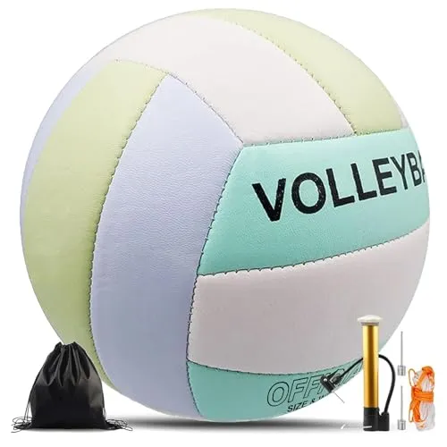 Bibykivn Volleyball,Beachvolleyball,Weicher Touch Volleyball Training für Beach Outdoor Indoor Spiel,Offizieller Größe 5,Artikel mit Rucksack und Pump Mesh Bag (Mehrfarbig)