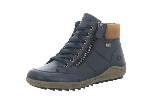 Remonte Damen R1457 Kurzstiefel, Blau, 37 EU - Wanderschuhe aus echtem Leder mit TEX-Membran für optimalen Wetterschutz und hohen Tragekomfort.