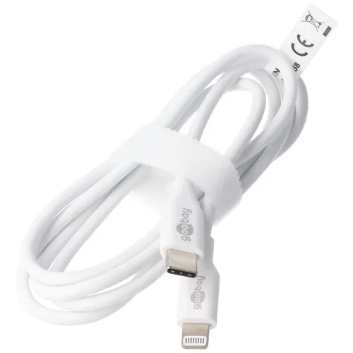 Goobay Lightning USB-C Lade- und Synchronisationskabel, das MFi-Kabel für Apple iPhone, iPad, weiß
