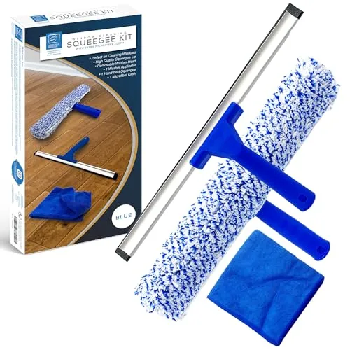 Gummiabzieher Fensterreiniger und Mikrofaser-Glaswischer, Doppelpack, 35,6 cm, Mehrzweck-Reinigungsset für Fenster, Auto, Bad und Dusche