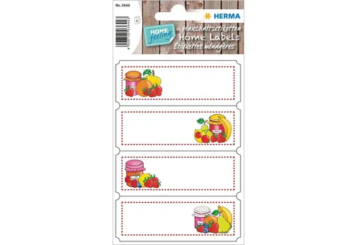 HERMA Etiketten HERMA 3644 Haushalts-Etiketten Fruchtauswahl, 76 x 28 mm (4 Blatt / 16