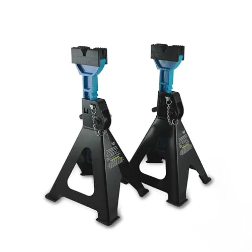 BITUXX Unterstellböcke Pro Line - 6000kg Tragkraft - Stützböcke im praktischen 2er Set, belastbar bis 6000kg pro Bock! Ideal für sichere Fahrzeugabstellung. Maße: 27 x 24 x 39 bis 60 cm, mit austauschbaren Gummiauflagen aus robustem Stahl.