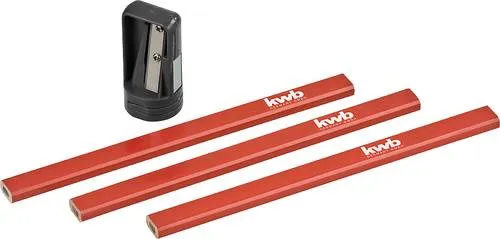 Kwb 939290 Zimmermannsbleistifte mit Anspitzer, 4-tlg. Zimmermannsbleistift