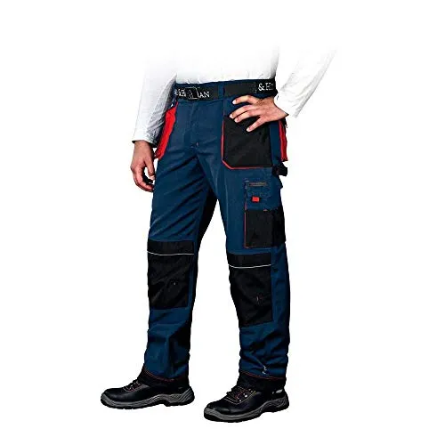 Leber & Hollman Herren Arbeitshose LH-FMN-T B – Multifunktionale Bundhose - Robuste Arbeitshose aus 65% Polyester und 35% Baumwolle mit 9 praktischen Taschen und speziellen Knieschoner-Taschen. Optimal für handwerkliche Einsätze, bietet sie hohen Tragekomfort und Bewegungsfreiheit.