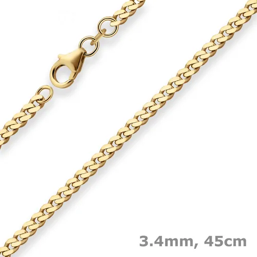3,4mm Panzerkette Goldkette Collier Halskette aus 585 Gold Gelbgold 45cm