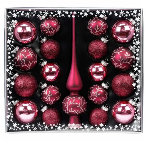 Weihnachtskugeln Mix Ornamente Glas mit Spitze 19er Set in rot von MAGIC by Inge