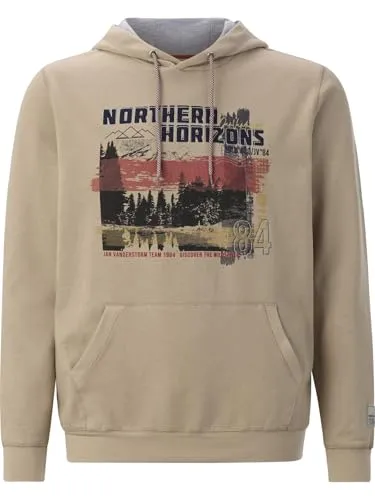 Jan Vanderstorm Herren Sweatshirt Oskarvik beige, Größe 56/58 - Stylisches Sweatshirt in Beige mit Kapuze und Rippbündchen. Ideal für Herren in Übergrößen, bietet es optimalen Komfort und eine hervorragende Passform. Hergestellt aus 100% Baumwolle für ein angenehmes Tragegefühl.