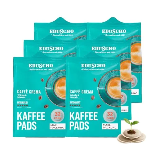 Eduscho Kaffeepads Vorratspack Maxi Packung, Caffè Crema, 192 Pads - Kaffeekapseln & -pads, ideal für Cafissimo, genießen Sie aromatischen Caffè Crema mit 192 praktischen Pads für unvergessliche Kaffeemomente.