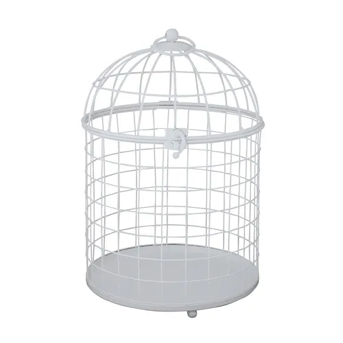 Deko-Vogelkäfig HEDWIG weiß aus Metall H31cm im modernen Landhausstil - KLEIN