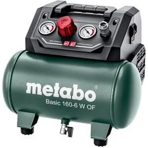Metabo Kompressor Basic 160-6 W OF - 230V, 8 bar, ölfrei, 6L Kesselinhalt, handlich und ideal für vielseitige Anwendungen wie Tackern und Reifenbefüllen