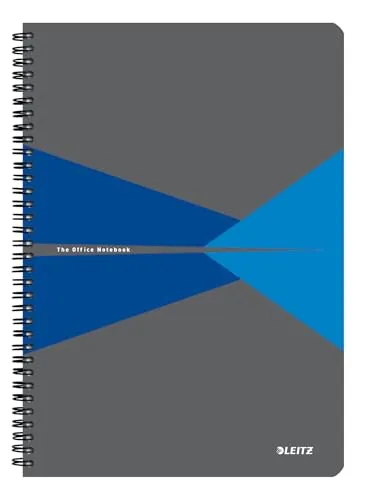 Leitz Office Collegeblock A4 liniert, Notizbuch mit Spiralbindung, Kartoneinband, 360 Grad Öffnung, 180 Seiten/90 Blatt FSC-zertifiziertes Papier (80 g/m²), für Büro & Schule, Blau, 46481035