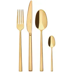 Sambonet Besteckset Rock Gold 24-teilig - Hochwertiges 24-teiliges Besteckset aus Edelstahl 18/10 für 6 Personen, spülmaschinenfest und mit innovativer PVD-Färbung für hohen Schutz vor Kratzern und Rost. Ideal für den eleganten Tisch! 