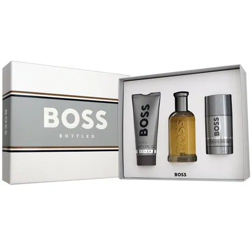 Boss Bottled Geschenkset EDT 100 ml + DST 75 ml + SG 100 ml - Herren Eau De Toilette Geschenkset mit frischem, maskulinem Duft – ideal für besondere Anlässe oder als Geschenk.