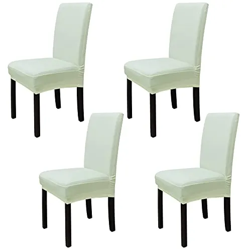 Leeyunbee 4 Stück Esszimmer Stuhlhussen, Abnehmbare Waschbar Elastische Moderne Beschützer Stuhlbezug, Dehnbare Stuhlhussen Für Hochzeit Partys Bankett Haus Esszimmer, Hotel, Restaurant Dekor (Beige)