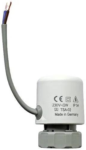 Eltako Stellantrieb thermisch TSA02NC-230V - RS485 Thermischer Stellantrieb zur präzisen Regelung von Warmwasserventilen, stromlos geschlossen (NC), mit IP54 Schutz für zuverlässigen Einsatz.