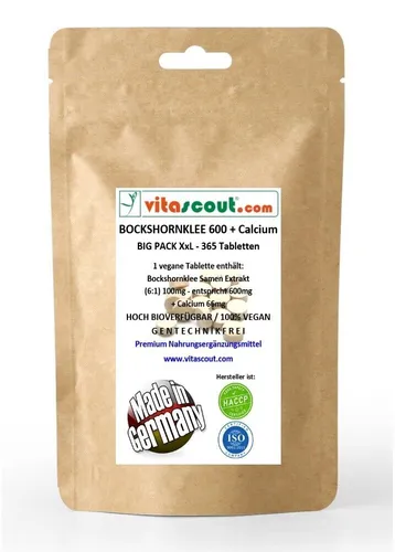 Bockshornklee / Fenugreek-Extrakt 600 + Calcium - 365 veg Tabletten - aktiviert