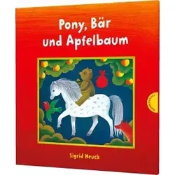 Pony, Bär und Apfelbaum