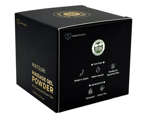 EROTICGEL Nuru Massage Gel Powder - Japanisches Massagegel aus natürlichen Inhaltsstoffen - Gleitmittel für Körper und Intimbereich, 40g Dose, sehr glitschig, nicht klebend, pH-neutral und vegan. Ideal für entspannende Nuru Massagen.
