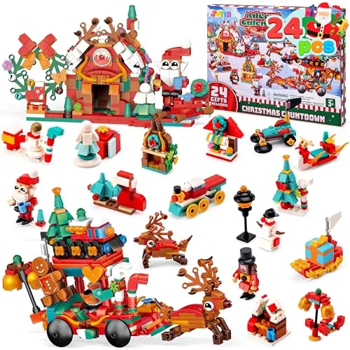 JOYIN Adventskalender Weihnachtsbausteine 2025, 24-tägiger Weihnachts-Countdown, Baukasten-Spielzeug für Jungen und Mädchen, Weihnachtsparty-Zubehör, Weihnachtsgeschenke für Kinder