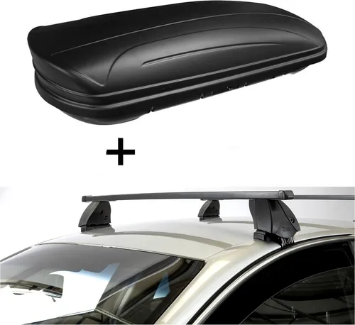 Dachbox VDPMAA320 320 Liter abschließbar schwarz matt + Dachträger K1 MEDIUM kompatibel mit für Subaru Pleo (5Türer) ab 07